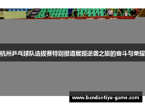 杭州乒乓球队选拔赛特别报道展现逆袭之旅的奋斗与荣耀